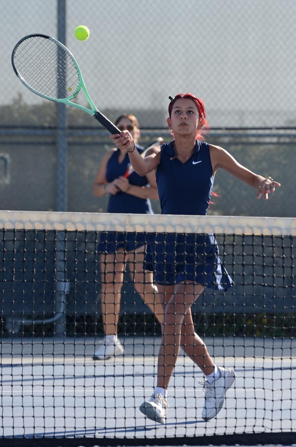 Silverado’s Emalie Barajas and Ellie Valadez in action against Estancia