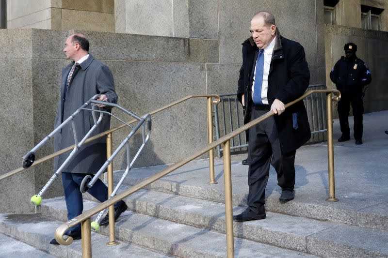 Film producer Harvey Weinstein departs his sexual assault trial at New York Criminal Court in the Manhattan borough of New York