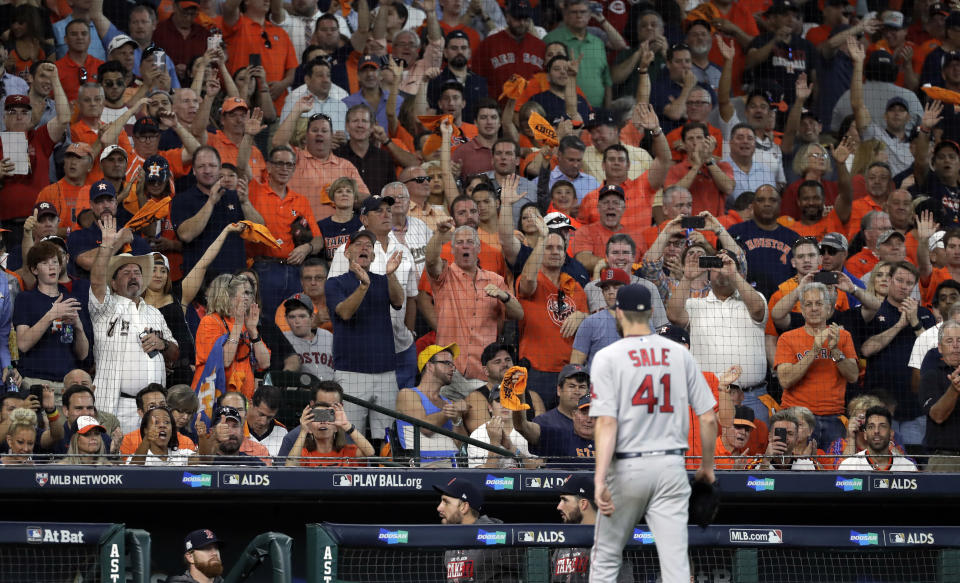 Chris Sale got hit hard by the Astros in ALDS Game 1. (AP)