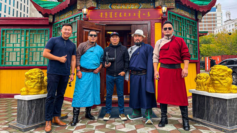 Javkha Ara (center), a Mongolian filmmaker, launched his own English-language YouTube channel on Mongolian food and culture in 2016. - Javkhlantugs Ragchaasuren (Javkha Ara)