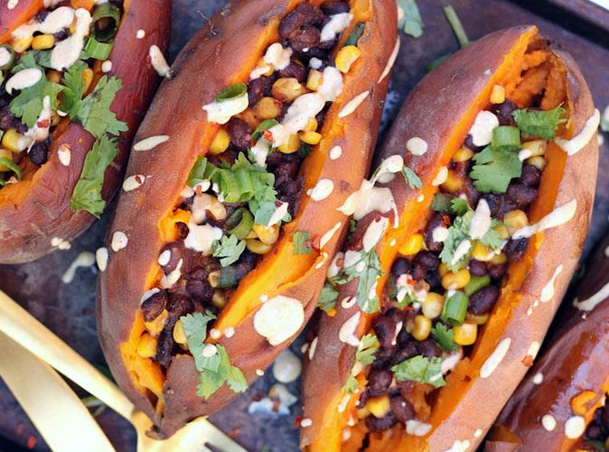 Slow-Cooker Loaded "Baked" Sweet Potatoes