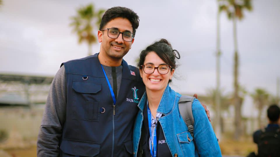 A photo of husband and wife team Dr. Sameer Khan and Dr. Ahlia Kattan, both working with FAJR Scientific at the European Hospital in northern Rafah. - FAJR Scientific