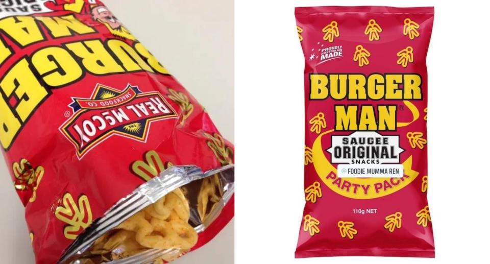 Packets of Burger Man chips