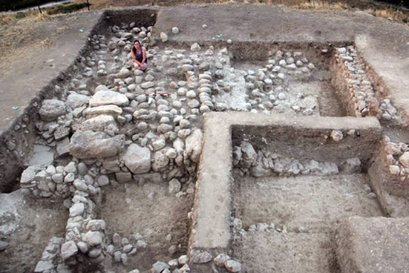 The jug with treasure was found just to the north of a "massive structure," as the researchers call it, which may be a tower overlooking a valley. At some point the massive structure fell into disuse and domestic dwellings were built to the nor