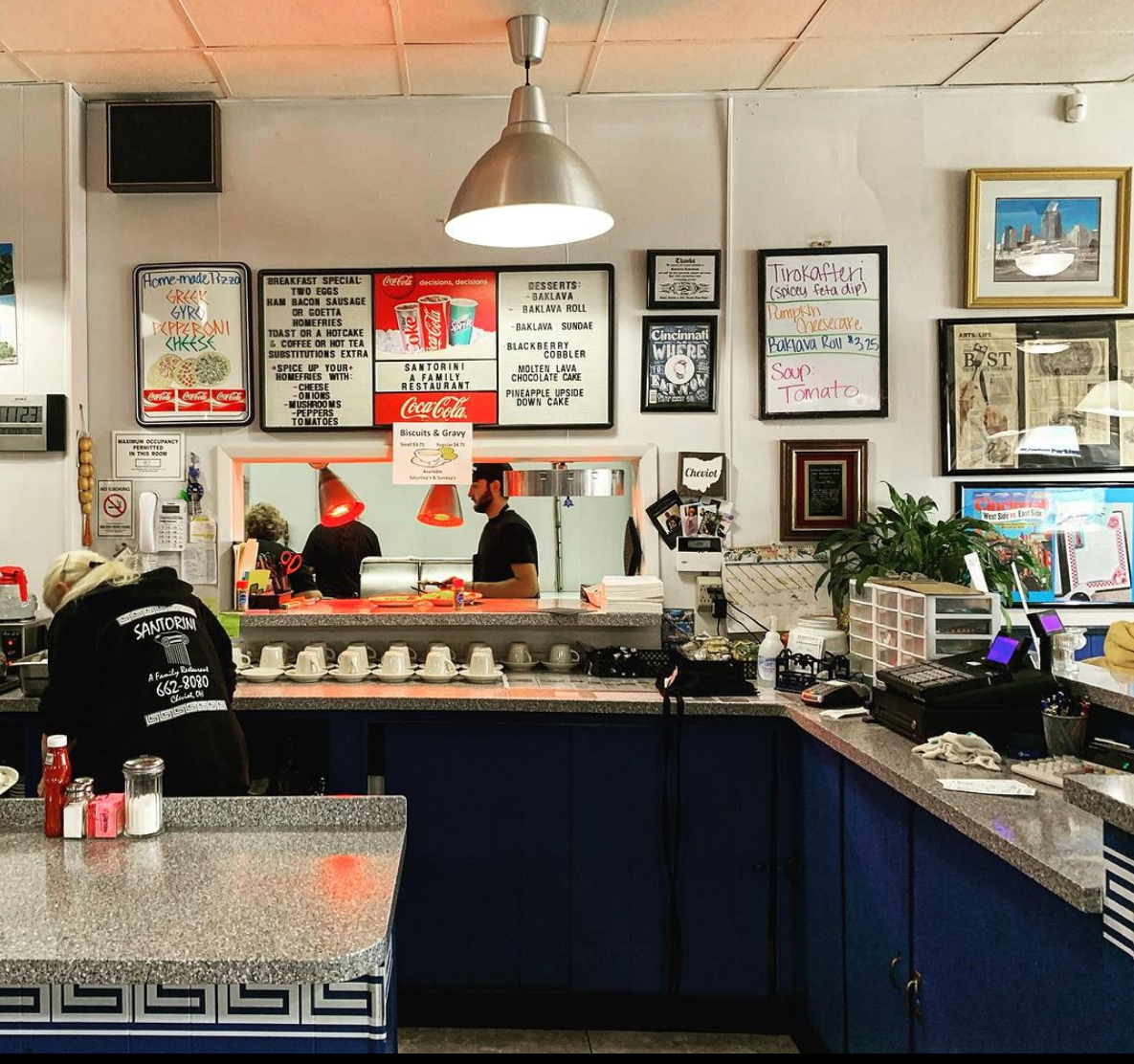 The counter at Santorini Family Restaurant, in Cheviot.