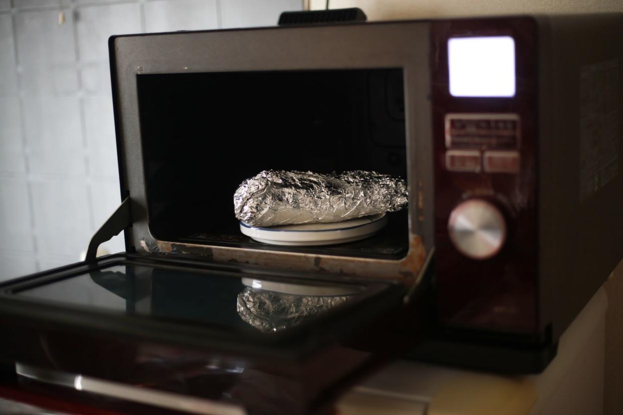 Dangerous sweet potato wrapped in aluminum foil