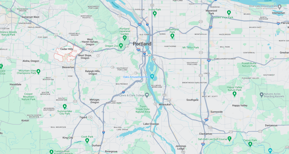 À l’ouest de Portland se trouve la zone où s’est écrasée la porte condamnée qui s’est arrachée du Boeing 737 en plein vol. 