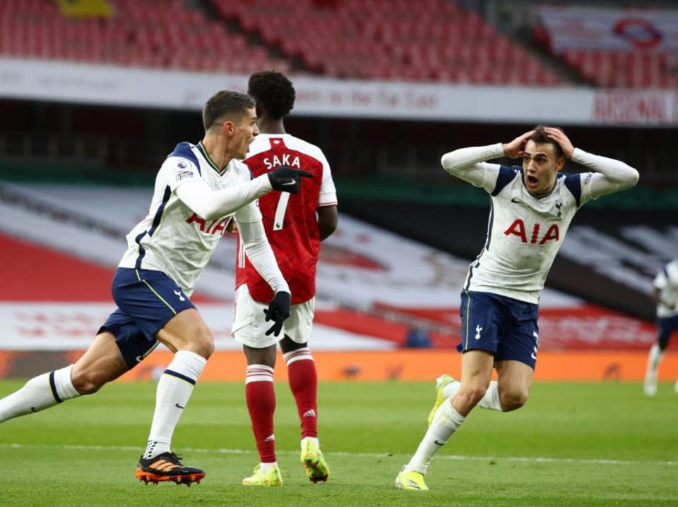 Former Spurs player Erik Lamela’s goal against Arsenal is among those on the shortlist (Tottenham Hotspur FC via Getty I)