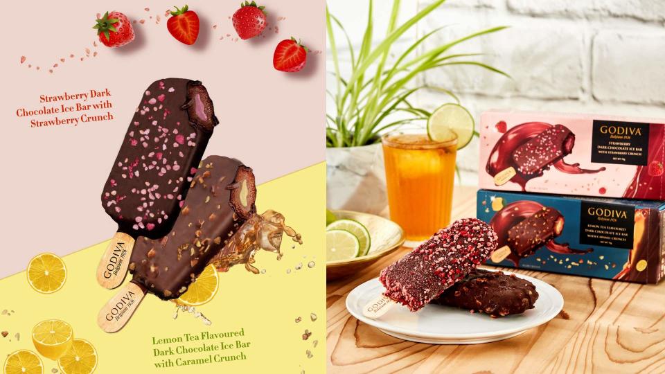 GODIVA 草莓脆碎黑巧克力雪糕/焦糖脆碎檸檬茶風味黑巧克力雪糕