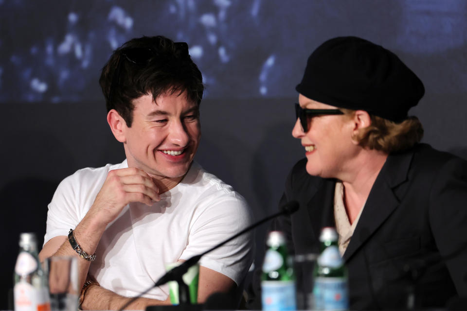 Barry Keoghan and Andrea Arnold at a Cannes press conference
