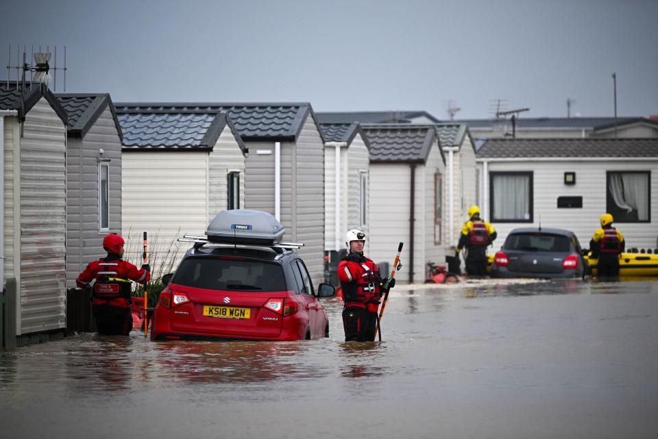 Cars and chalets were heavily submerged in water (Getty Images)