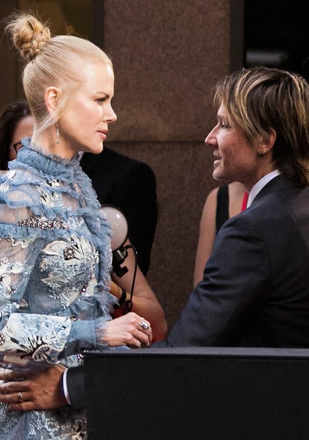 Nicole Kidman and Keith Urban looked to be having a tense moment at the Sydney premiere of her new film 'Lion'. Photo: Media-Mode