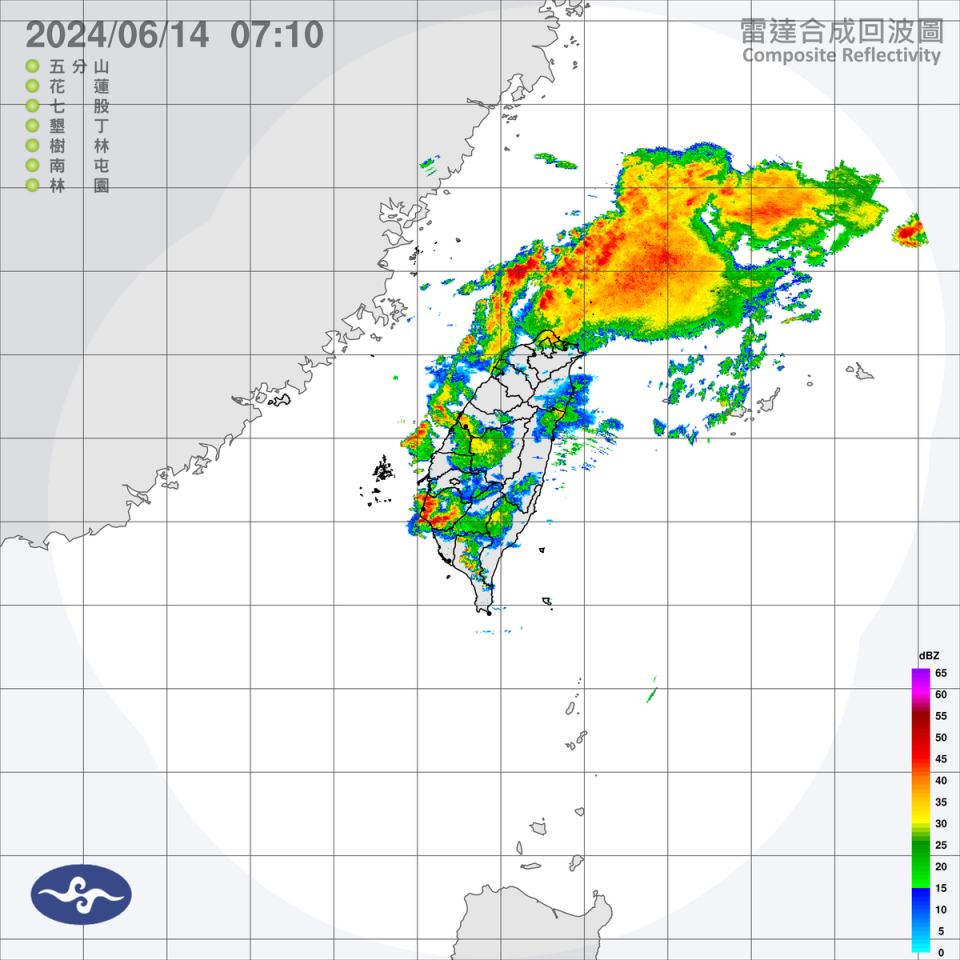 中央氣象署提醒，全台今天持續受到西南風影響，易有短延時強降雨，上午之前北部可能出現雷雨，而南部地區則是整天都要小心局部大雨。   圖：中央氣象署／提供