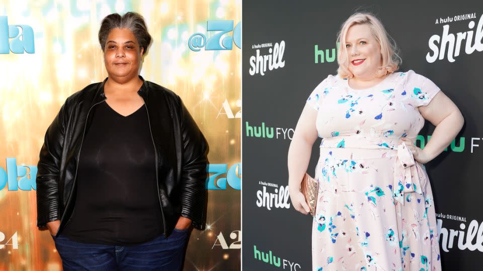 Roxane Gay (left) and Lindy West (right) are, along with Gordon, leading voices arguing that people's bodies are no one else's business - Frazer Harrison/Getty Images; Erik Voake/Getty Images