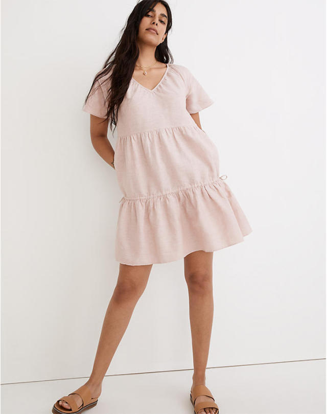 100% European Linen Smocked Mini Dress