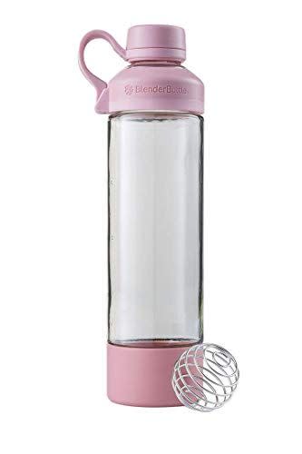11) BlenderBottle Mantra Glass Shaker Bottle, 20-Ounce, Rose Pink
