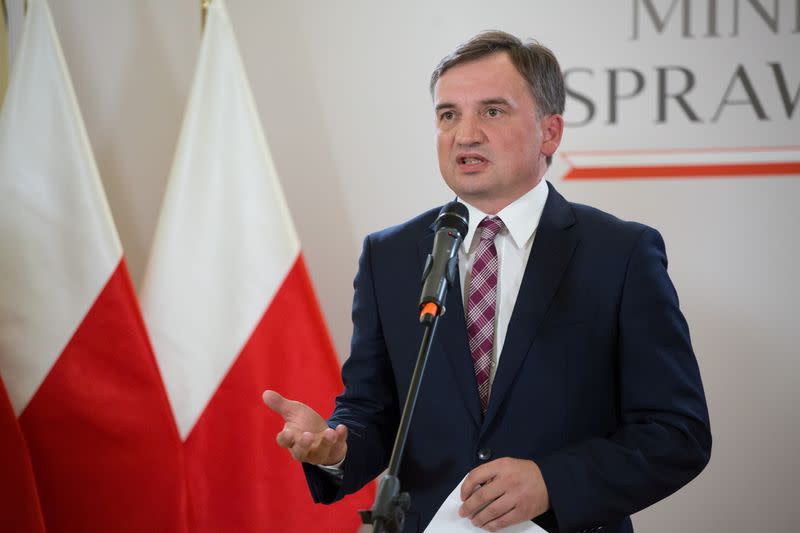 Polish Minister of Justice Zbigniew Ziobro attends press conference amid coalition tension in Warsaw