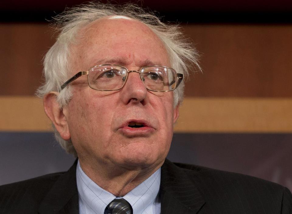 FILE - In this Dec. 6, 2012 file photo, Sen. Bernie Sanders, I-Vt. speaks on Capitol Hill in Washington. The veterans bill vote could put Senate Republicans in the uncomfortable position of saying no to a politically powerful constituency during an election year. Sen. Bernie Sanders, the bill’s author and the chairman of the Senate Committee on Veterans Affairs, has gained the endorsement of myriad veterans groups to generate momentum for his bill, which the panel says would cost $21 billion over 10 years. (AP Photo/Jacquelyn Martin, File)