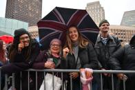 <p>Royal watchers await the arrival of William and Kate.</p>