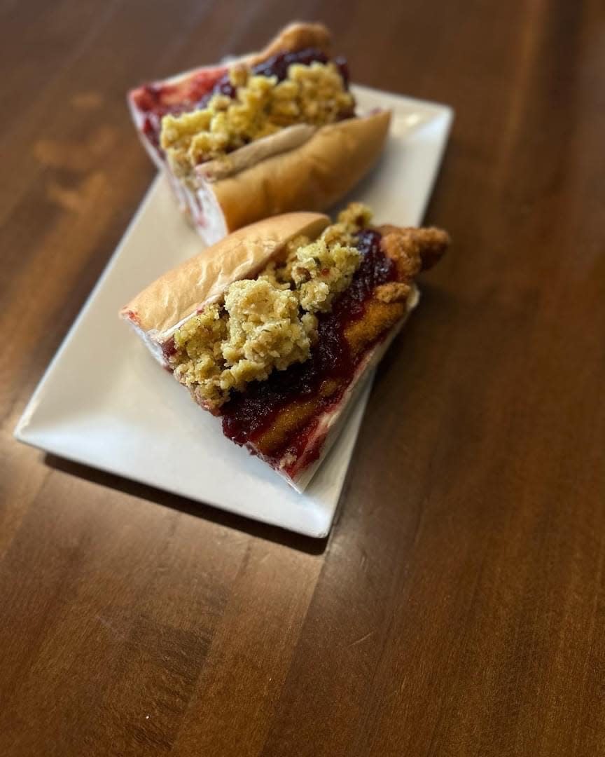 The Mayflower from Scalessa's Old School Italian Kitchen in Wilmington combines a fresh turkey cutlet with stuffing, cranberry sauce and mayonnaise on a roll.