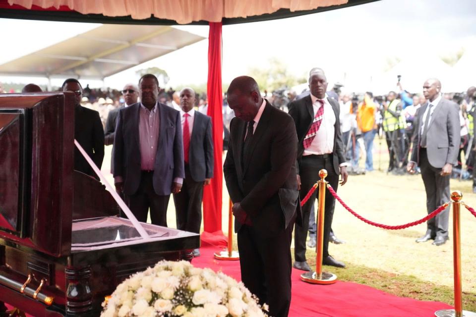 William Ruto, the president of Kenya, attended Kelvin Kiptum’s funeral (Copyright 2023 The Associated Press. All rights reserved)