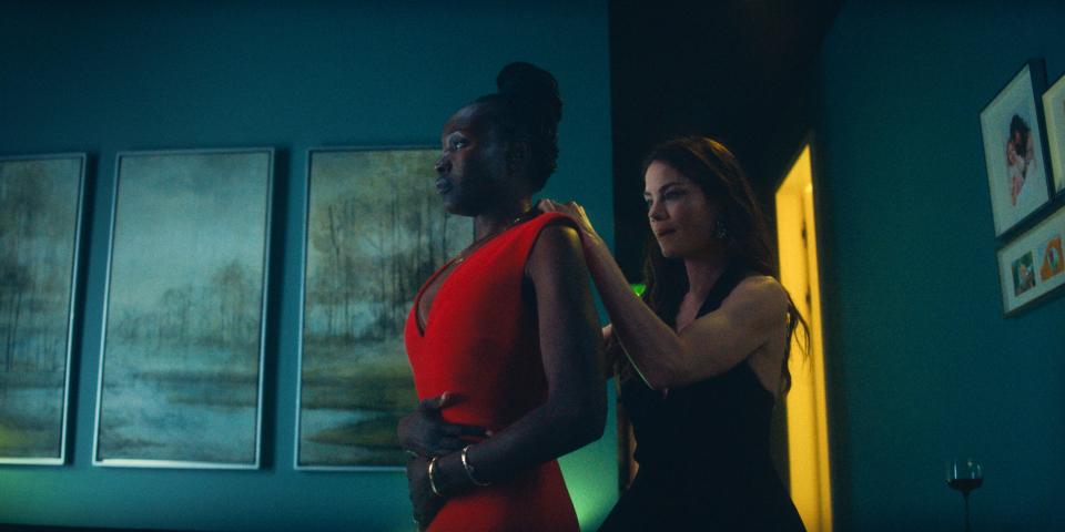 "Nanny" stars Anna Diop (left, with Michelle Monaghan) as a Senegalese immigrant working as a nanny in New York City unnerved by violent visions as a visit from her son comes closer.