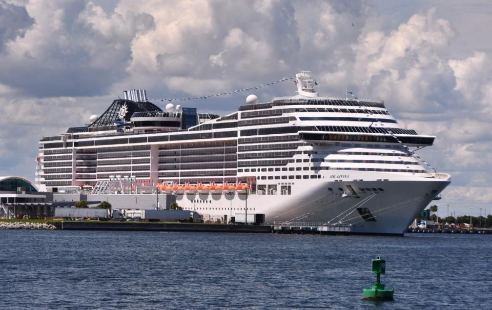 The MSC Divina is one of 10 cruise ships now based at Port Canaveral, representing five cruise lines.