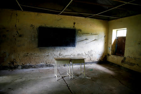 Desks are seen at an abandoned school in the town of Malakal, in the Upper Nile state of South Sudan, September 8, 2018. REUTERS/Baz Ratner