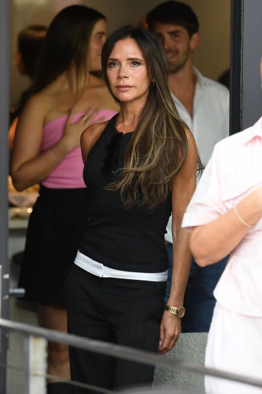 Victoria Beckham is seen during the Inter Miami CF League's Cup match against against Atlanta United at DRV PNK Stadium on July 25 in Fort Lauderdale, Fla. The singer turns 50 on April 17. File Photo by Larry Marano/UPI