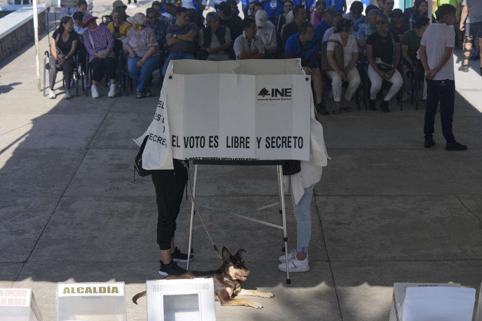 Los electores marcan sus boletas durante las elecciones generales en la Ciudad de México, el domingo 2 de junio de 2024. (AP Foto/Fernando Llano)