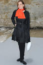 <b>Couture Fashion Week</b>: Sigourney Weaver added colour-pop to her look with a bright orange scarf ©Rex
