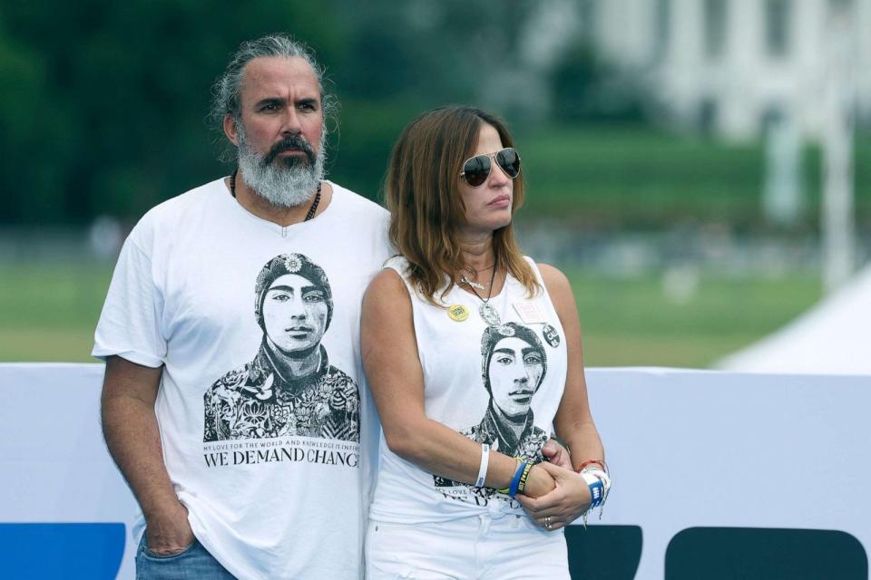 PHOTO: Manuel and Patricia Oliver, parents of Parkland shooting victim Joaquin Oliver, attend a March for Our Lives rally against gun violence on the National Mall, June 11, 2022, in Washington, D.C. (Tasos Katopodis/Getty Images)