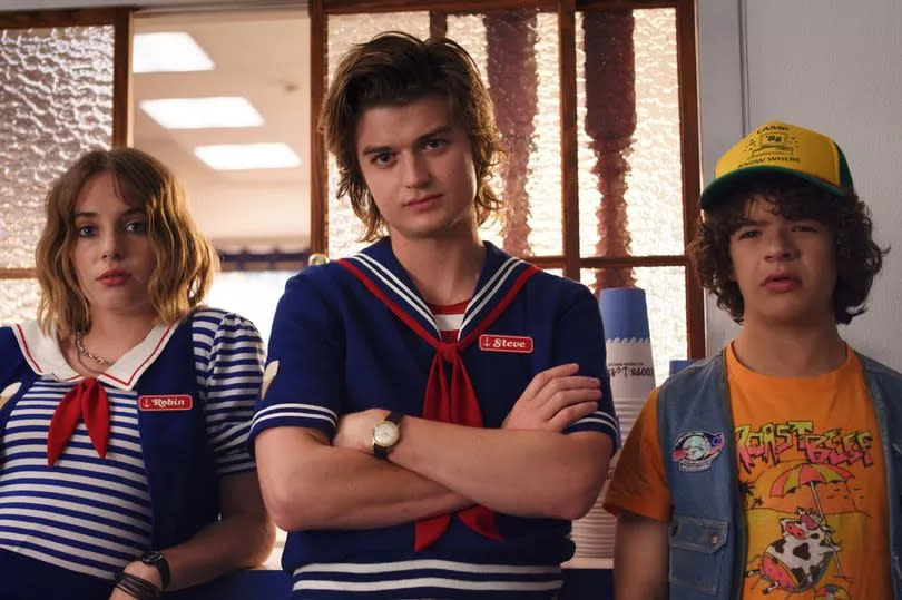 Maya Hawke, Joe Keery and Gaten Matarazzo in Stranger Things season three