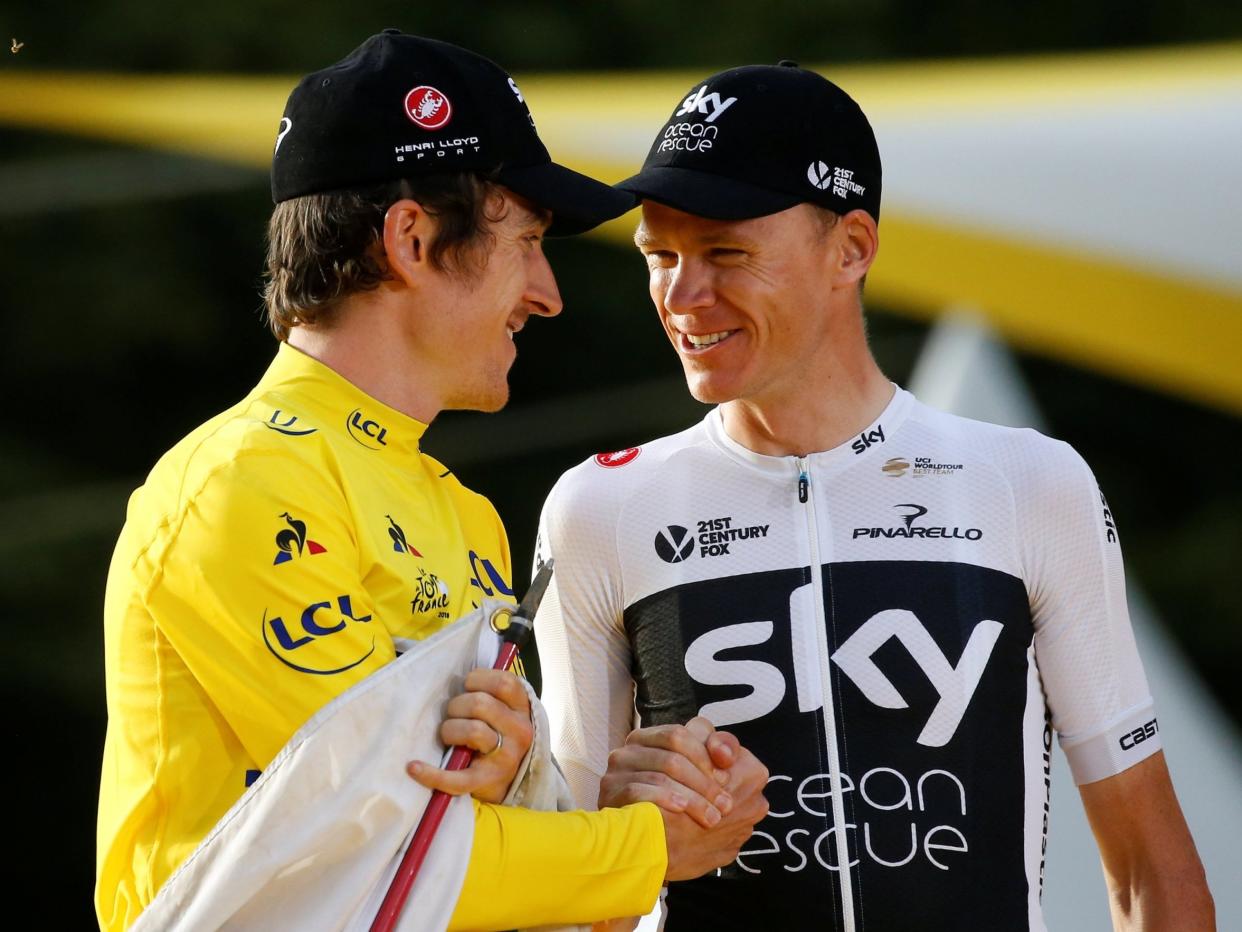 Geraint Thomas and Chris Froome on the Tour de France podium in July: Reuters