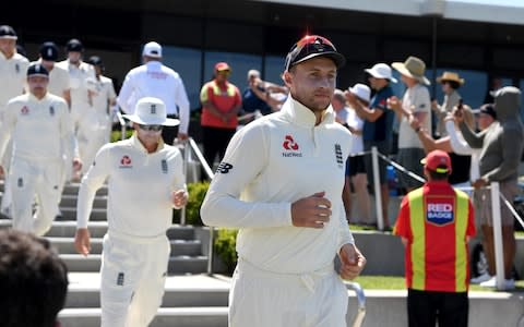 England captain Joe Root leads out his team ahead of day three of the first Test match - Credit: Gareth Copley/Getty Images