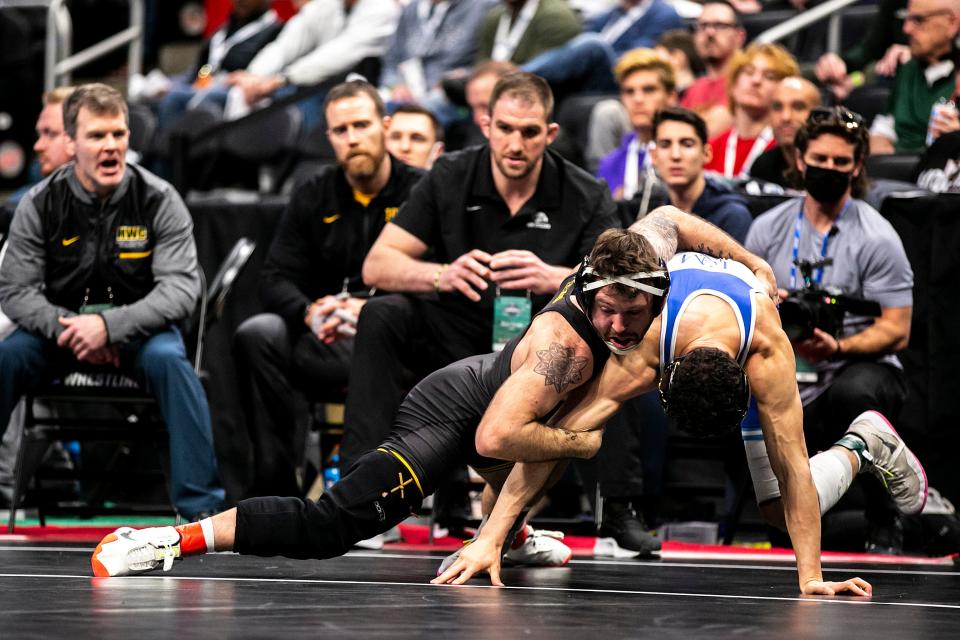 Iowa wrestler Jaydin Eierman dealt with injuries near the end of the 2021-22 season. He still qualified for the NCAA Championships, but finished 2-2 and was eliminated in the Round-of-16.