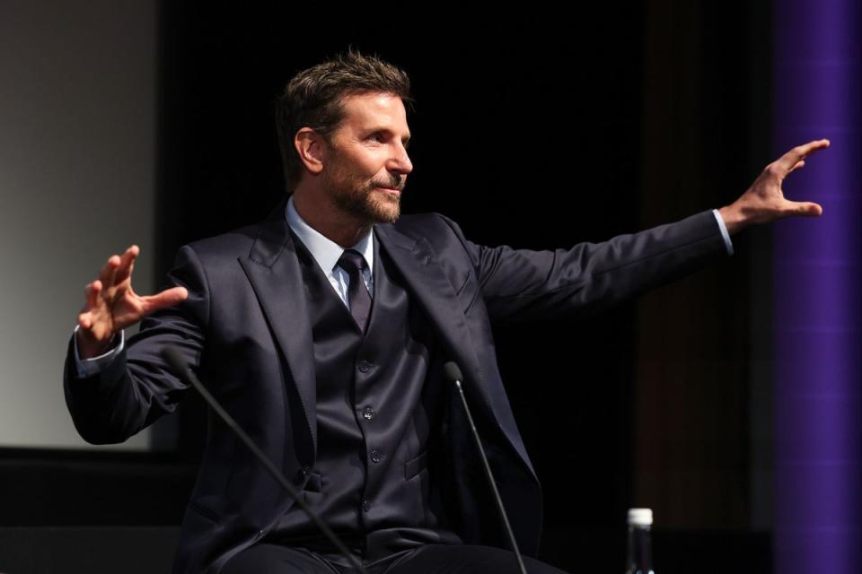 Bradley Cooper speaks on stage during Bradley Cooper In Conversation at BFI Southbank on January 24, 2024 in London (Getty Images)
