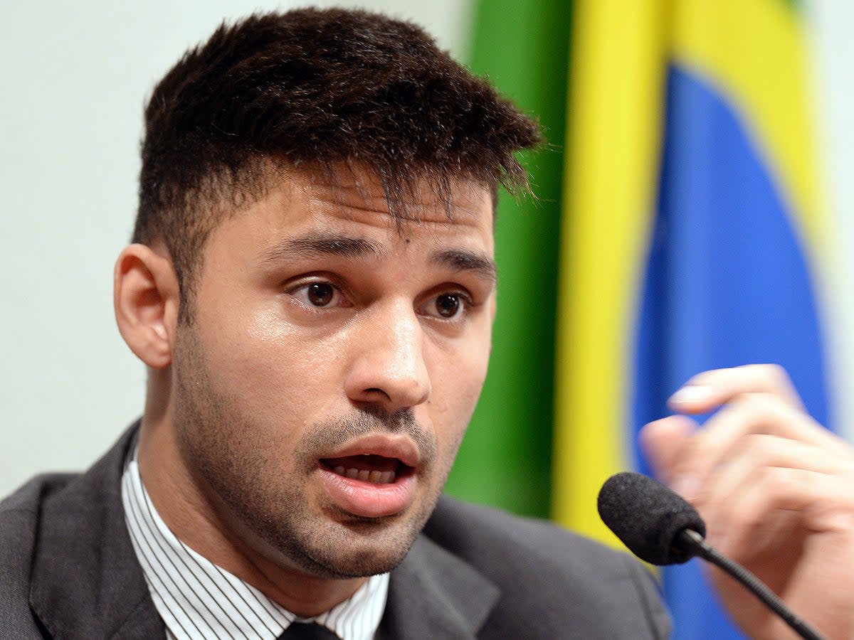 David Miranda testifies before the investigative committee of the Senate that examines charges of espionage by the United States in Brasilia on October 9, 2013 (AFP/Getty Images)