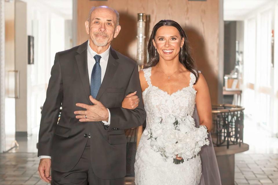 <p>Stella Carter/stellar photography</p> David Jones with his daughter Elizabeth on her wedding day