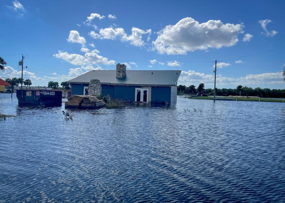 This photo, provided by Jason Reichman, owner  of Loughman Lakeside Restaurant & Bar on Hatbill Road in Mims, shows the flooded areas around his restaurant.