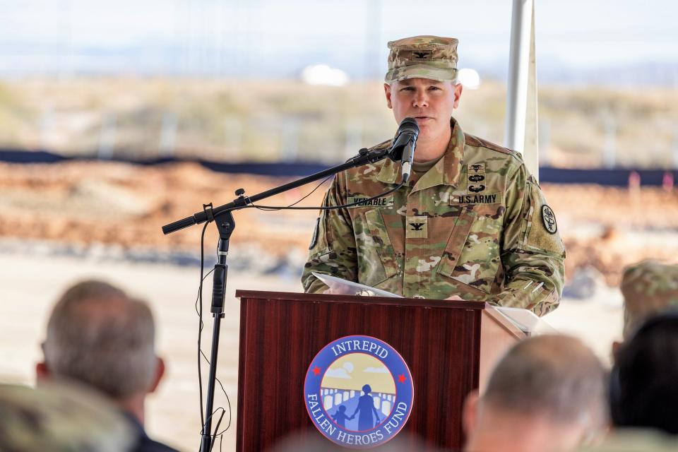 Army Col. Brett Venable, commander of the William Beaumont Army Medical Center at Fort Bliss, says at a Dec. 1 groundbreaking ceremony, that Intrepid Spirit Centers are "game changers for our military health system." The 10th center is being built next to the new Beaumont hospital complex in far East El Paso.