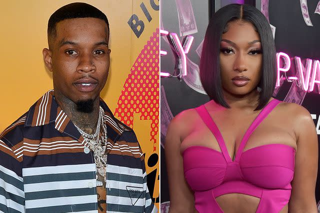 Jerod Harris/Getty, Rodin Eckenroth/Getty Tory Lanez attends Rolling Stone Live Big Game Experience at Academy LA on February 13, 2022 in Los Angeles ; Megan Thee Stallion attends the premiere of STARZ season 2 of "P-Valley" at Avalon Hollywood & Bardot on June 02, 2022 in Los Angeles