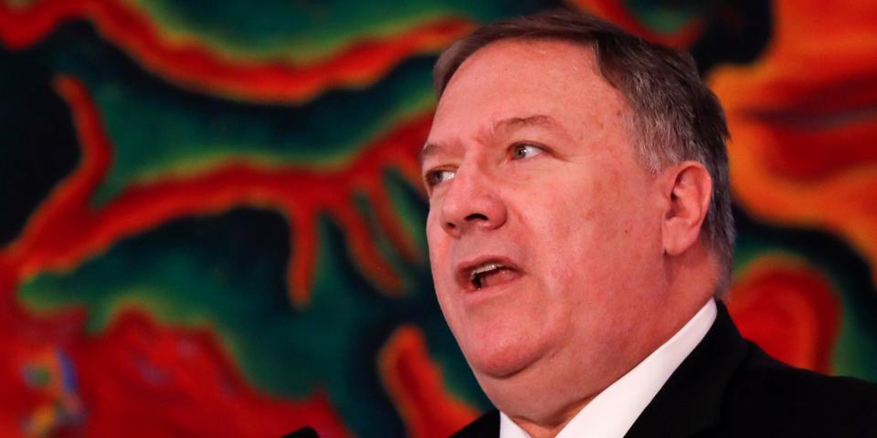 U.S. Secretary of State Mike Pompeo speaks during the hemispheric anti-terrorism summit in Buenos Aires, Argentina July 19, 2019. Natacha Pisarenko/Pool via REUTERS