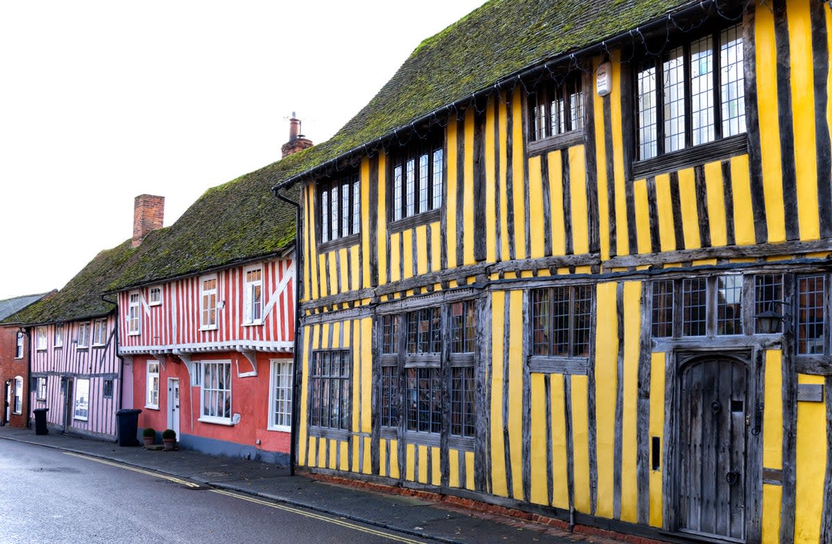 Crooked timber frame houses line the streets of Lavenham (Getty)