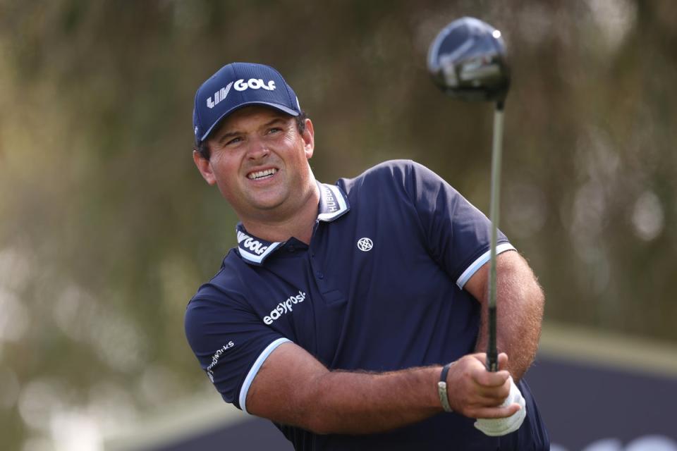 Patrick Reed of The United States tees off on the 16th hole (Getty Images)