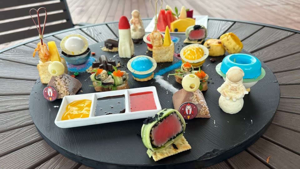 A space-themed afternoon tea served at the Hilton Wenchang. - Justin Robertson/CNN