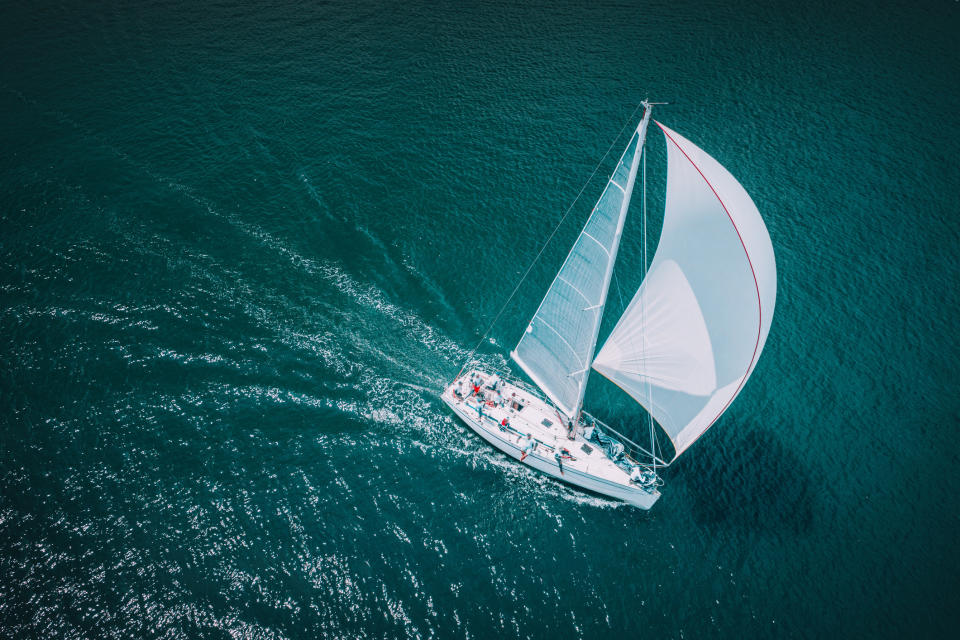 A sailboat on the ocean.