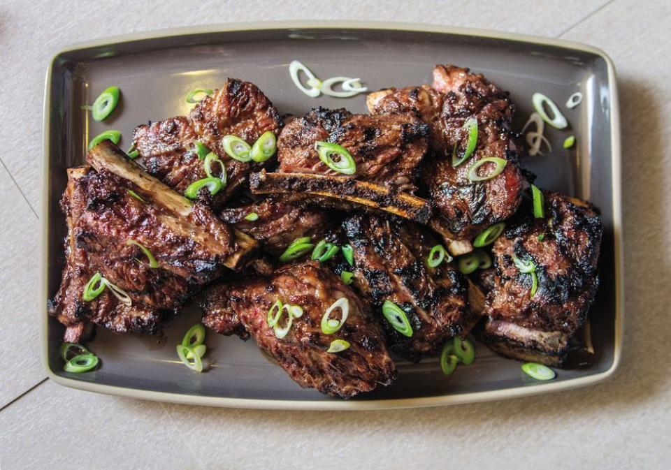 pineapple gochujung short ribs with green onion