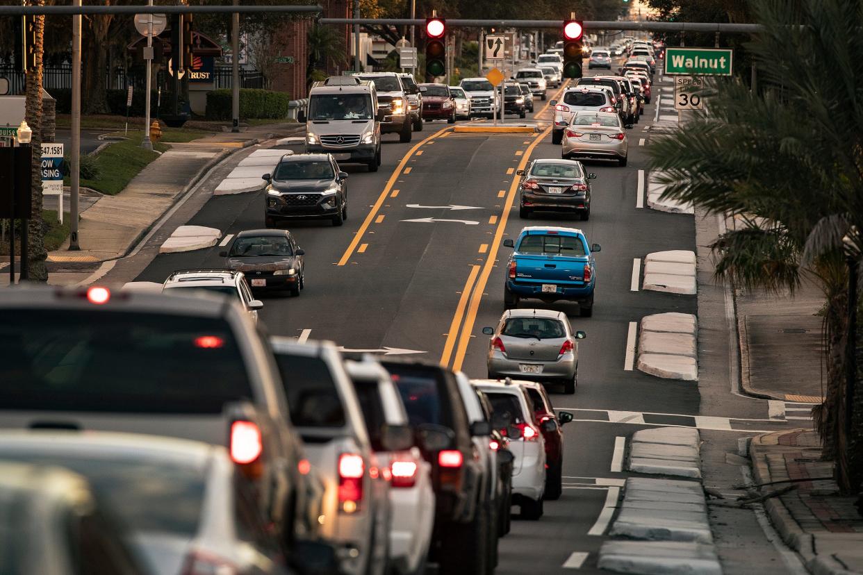 Traffic congestion on the South Florida Ave Road Diet on South Florida Avenue between Ariana and Lime St.in Lakeland  Fl. Wednesday December 2, 2020. ERNST PETERS/ THE LEDGER