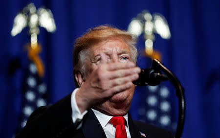 U.S. President Donald Trump speaks at the National Association of Realtors' Legislative Meetings & Trade Expo in Washington, U.S., May 17, 2019. REUTERS/Carlos Barria